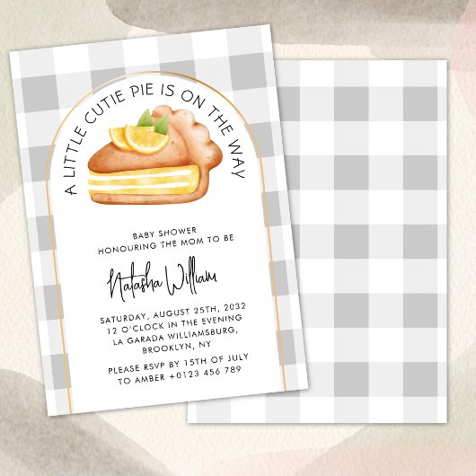 Invitation Little Cutie Pie En vichy Plaid Baby shower