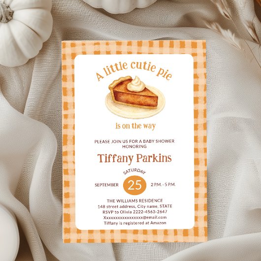 Invitation Little Cutie Pie est sur le chemin Citrouille baby