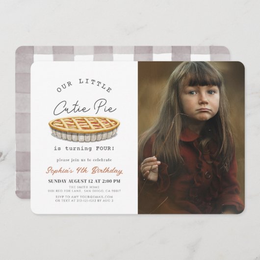 Invitation Little Cutie Pie Fall Blanc Anniversaire Photo (Devant / Derrière)
