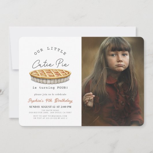 Invitation Little Cutie Pie Fall Blanc Anniversaire Photo (Devant)