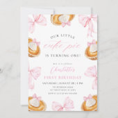 Invitation Little Cutie Pie Pink Bow Premier anniversaire (Devant)