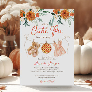 Invitation Little Cutie Pie Teddy Ours Automne Fille Baby sho