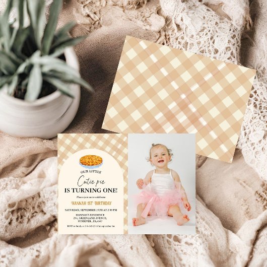 Invitation Little Cutie Pie Thanksgiving Blanc 1er anniversai