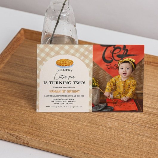 Invitation Little Cutie Pie Thanksgiving Plaid 2e anniversair