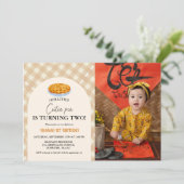 Invitation Little Cutie Pie Thanksgiving Plaid 2e anniversair (Debout devant)