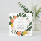 Invitation Little Cutie sur le chemin Baby shower orange (Debout devant)
