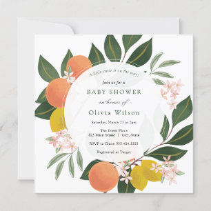 Invitation Little Cutie sur le chemin Baby shower orange