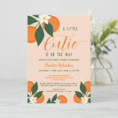 Invitation Little Cutie Sur Le Chemin Baby shower Orange Citr (Debout devant)