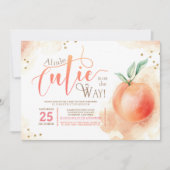 Invitation Little Cutie Sur Le Chemin Peach Baby shower (Devant)