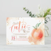Invitation Little Cutie Sur Le Chemin Peach Baby shower (Debout devant)