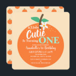 Invitation Little cuties fait un Orange Kids premier annivers<br><div class="desc">Célébrez la journée spéciale de votre chéri avec cette petite cutie qui fait un orange Kids First Birthday design. Le design est orangé contre un arrière - plan jaune pastel. L'inverse est un motif d'oranges. Vous pouvez customiser plus loin en cliquant sur le bouton "PERSONNALISER". Objets correspondants dans notre boutique...</div>
