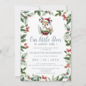 Invitation Little Deer Baby shower mignon hiver Noël garçon (Devant)