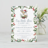 Invitation Little Deer Baby shower mignon hiver Noël garçon (Debout devant)