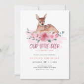 Invitation Little Deer Turner 1 Fête d'anniversaire Floral (Devant)