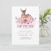 Invitation Little Deer Turner 1 Fête d'anniversaire Floral (Debout devant)