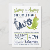 Invitation Little Dino 2e anniversaire Dinosaur thème Boy Nav (Devant)