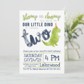 Invitation Little Dino 2e anniversaire Dinosaur thème Boy Nav (Debout devant)