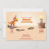 Invitation Little Dino Dragon | 2e anniversaire Big Number Ph (Dos)