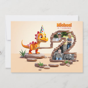 Invitation Little Dino Dragon 2e anniversaire Big Number Ph
