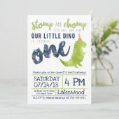 Invitation Little Dino Premier anniversaire Dinosaur thème Bo (Debout devant)