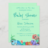 Invitation Little Dino sur le Baby shower Way Greenery (Devant / Derrière)