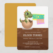 Invitation Little Dinosaur Hatching Soon (Devant / Derrière)