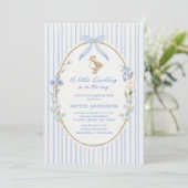 Invitation Little Duckling Cottage Blue Baby Shower (Debout devant)