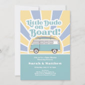 Invitation Little Dude à bord baby shower rétro (Devant)