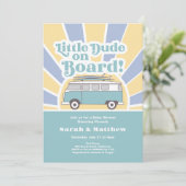 Invitation Little Dude à bord baby shower rétro (Debout devant)
