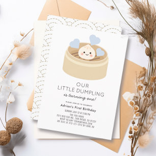 Invitation Little Dumpling Blue Boy 1er anniversaire