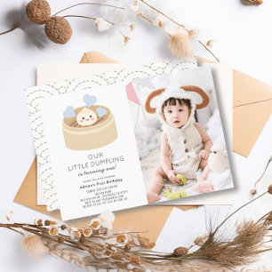 Invitation Little Dumpling Blue Boy 1er Anniversaire Photo