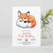 Invitation Little Elegant Digital Fox 1er anniversaire (Debout devant)