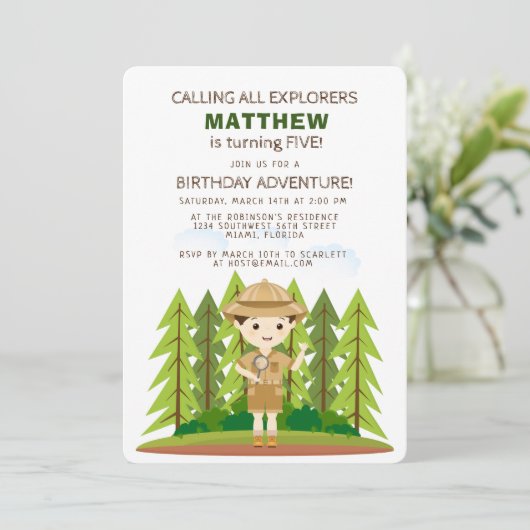 Invitation Little Explorer (Debout devant)