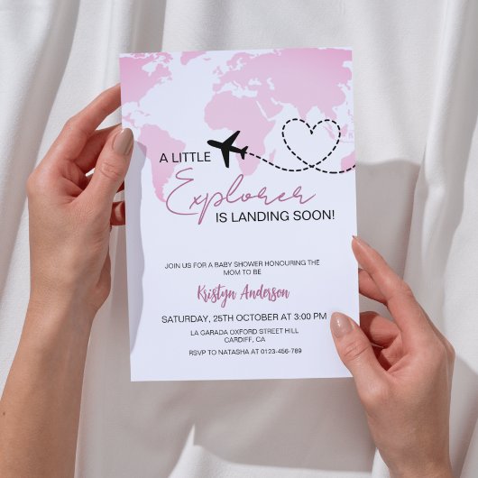 Invitation Little Explorer atterrit bientôt Baby shower fille