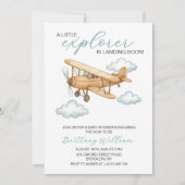 Invitation Little Explorer Baby shower Travel Adventure (Devant)