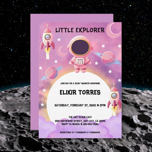 Invitation Little Explorer Modern Purple Baby shower
