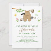 Invitation Little Explorer Woodland Forest Hiking Birthday (Devant)