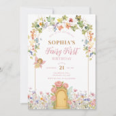 Invitation Little Fairy First Door Birthday (Devant)