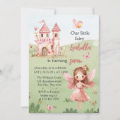 Invitation Little Fairy Pink Castle Butterfly Any Age  (Devant)