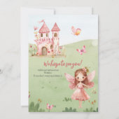 Invitation Little Fairy Pink Castle Butterfly Any Age  (Dos)