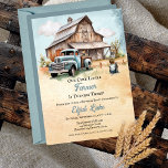 Invitation Little Farmer Fête Trois 3ème Anniversaire<br><div class="desc">"Notre mignon petit fermier est à trois ans!" rustique grange de campagne et camionnette garçon 3e anniversaire fêté design de fête.</div>