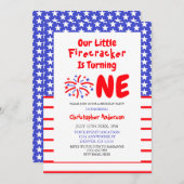Invitation Little Firecracker 1er anniversaire (Devant / Derrière)