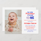 Invitation Little Firecracker 1er anniversaire (Devant / Derrière)