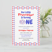 Invitation Little Firecracker 1er anniversaire (Debout devant)