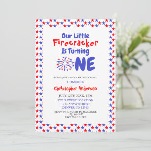 Invitation Little Firecracker 1er anniversaire