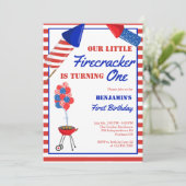 Invitation Little Firecracker 1er anniversaire 4 juillet USA (Debout devant)