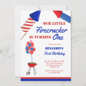 Invitation Little Firecracker 1er anniversaire 4 juillet USA  (Devant)