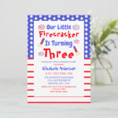Invitation Little Firecracker 3ème anniversaire (Debout devant)