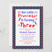 Invitation Little Firecracker 3ème anniversaire (Devant)