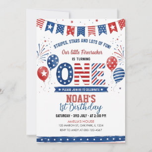 Invitation Little Firecracker 4 juillet 1er Anniversaire